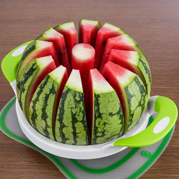 Fruit & Vegetable Slicer Stainless Steel | 12-Slice One-Motion Blade | Cuts Through Melon & Pineapple Skins Fast