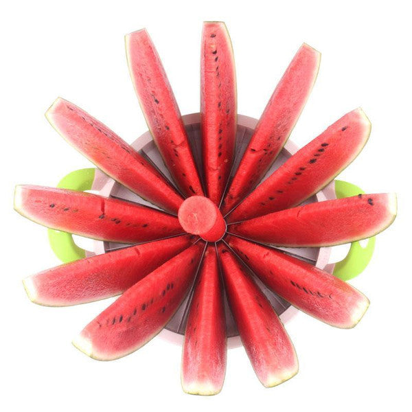 Fruit &amp; Vegetable Slicer Stainless Steel | 12-Slice One-Motion Blade | Cuts Through Melon &amp; Pineapple Skins Fast