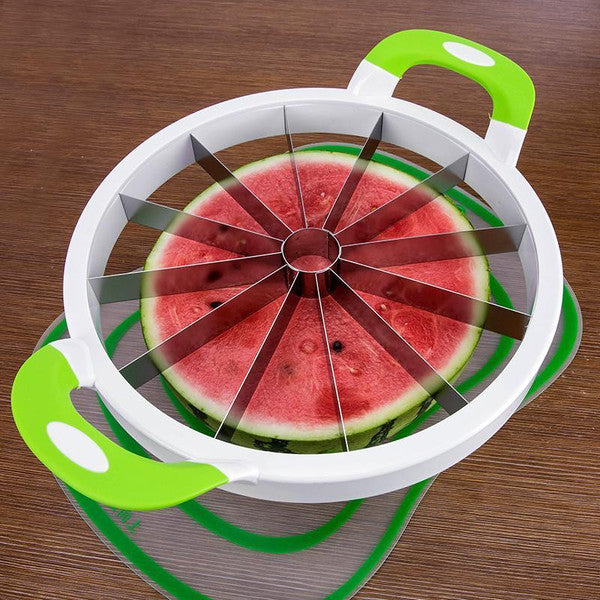 Fruit &amp; Vegetable Slicer Stainless Steel | 12-Slice One-Motion Blade | Cuts Through Melon &amp; Pineapple Skins Fast