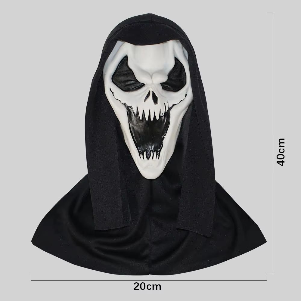 Full Head Latex Scream Mask Halloween Costume | Red Tongue Horror Design with Breathable Openings | Flexible Reusable