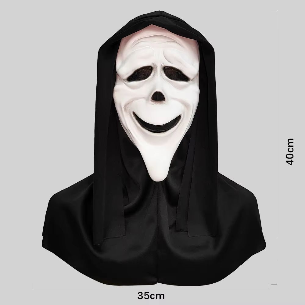 Full Head Latex Scream Mask Halloween Costume | Red Tongue Horror Design with Breathable Openings | Flexible Reusable