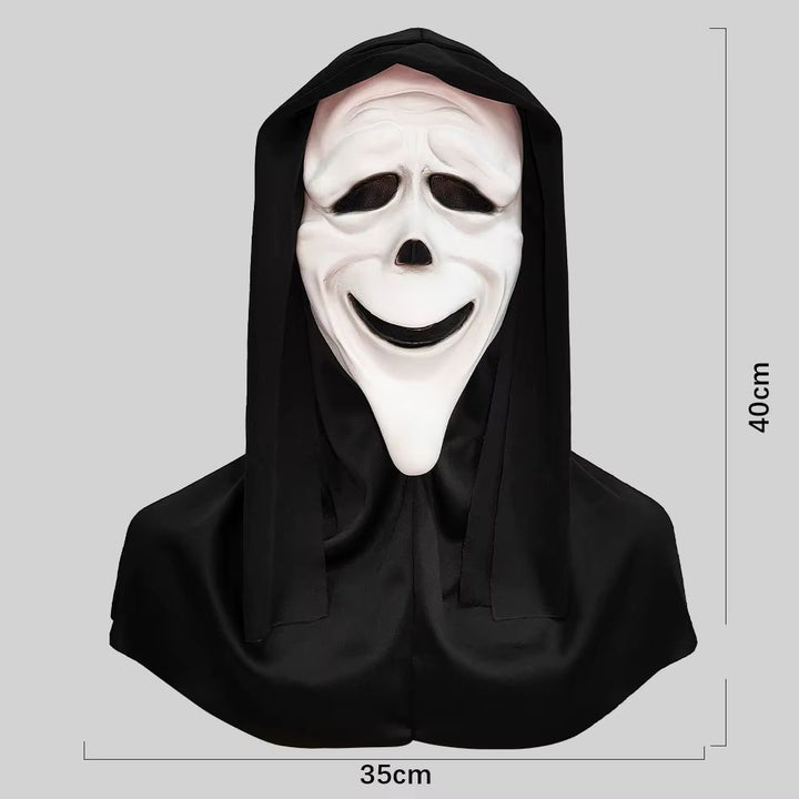 Full Head Latex Scream Mask Halloween Costume | Red Tongue Horror Design with Breathable Openings | Flexible Reusable