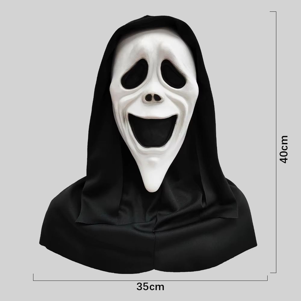 Full Head Latex Scream Mask Halloween Costume | Red Tongue Horror Design with Breathable Openings | Flexible Reusable