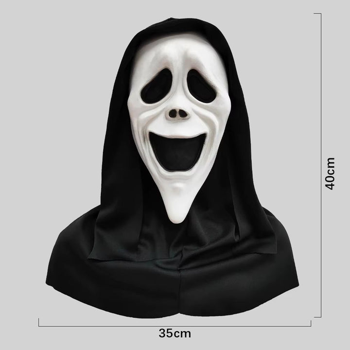 Full Head Latex Scream Mask Halloween Costume | Red Tongue Horror Design with Breathable Openings | Flexible Reusable