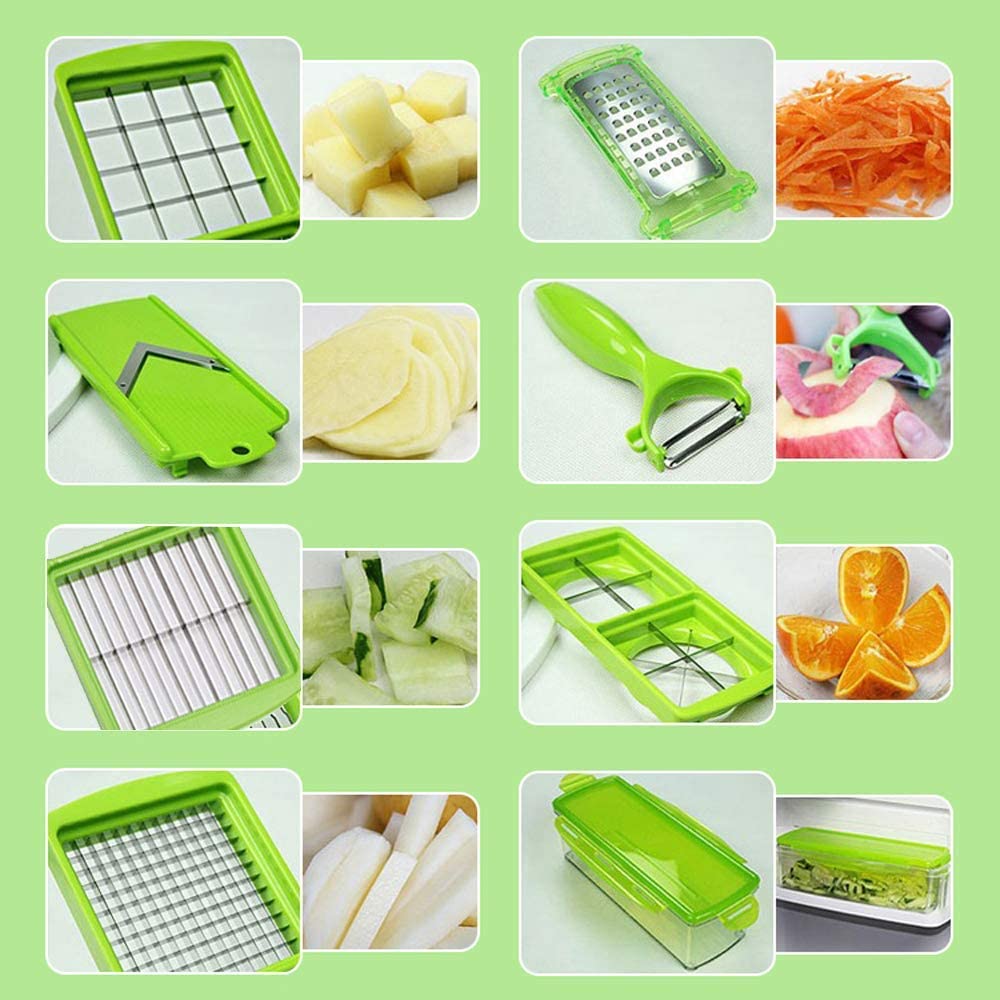 12-in-1 Vegetable Cutter with Interchangeable Blades | Hand Guard &amp; Compact Container | Fast, Safe Vegetable Prep 4