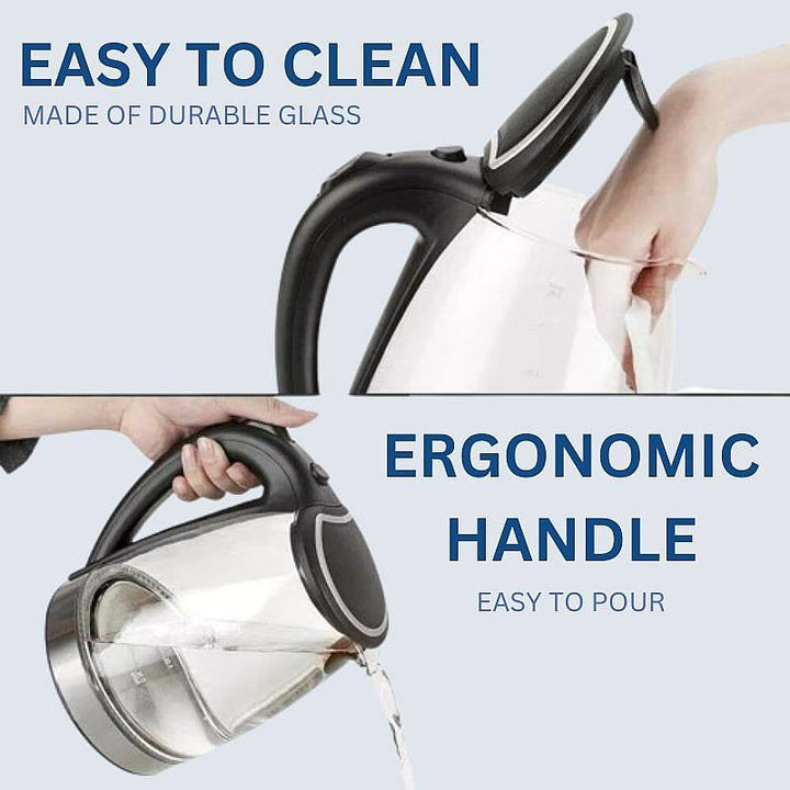 Electric Glass Kettle Stainless Steel | 1500W Rapid Boil with LED Illumination | Cordless Base, BPA-Free 1.8L Capacity 6