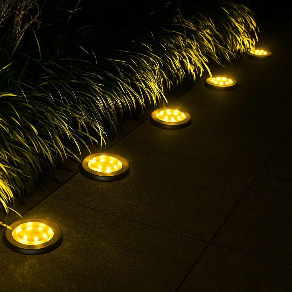 Garden Lights | Low Domed Bodies, Solar Panel On Top