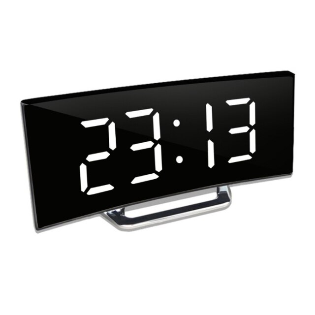 Digital Alarm Clock LED Curved Mirror Display with Gradual Volume Increase 2
