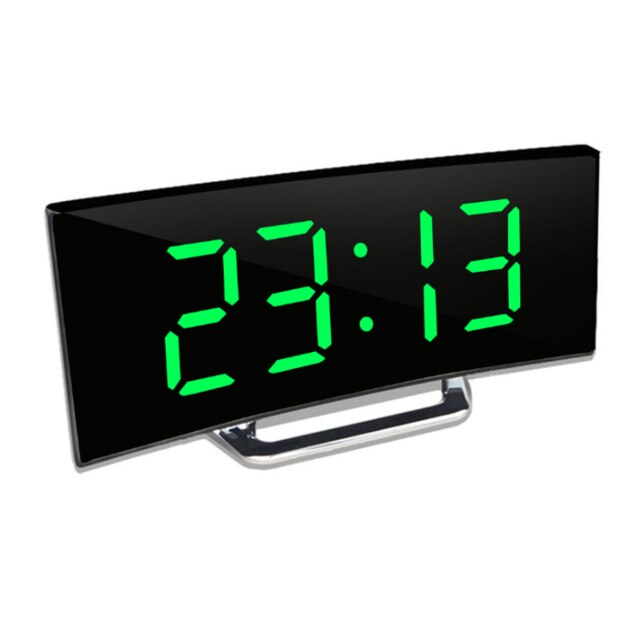 Digital Alarm Clock LED Curved Mirror Display with Gradual Volume Increase 3
