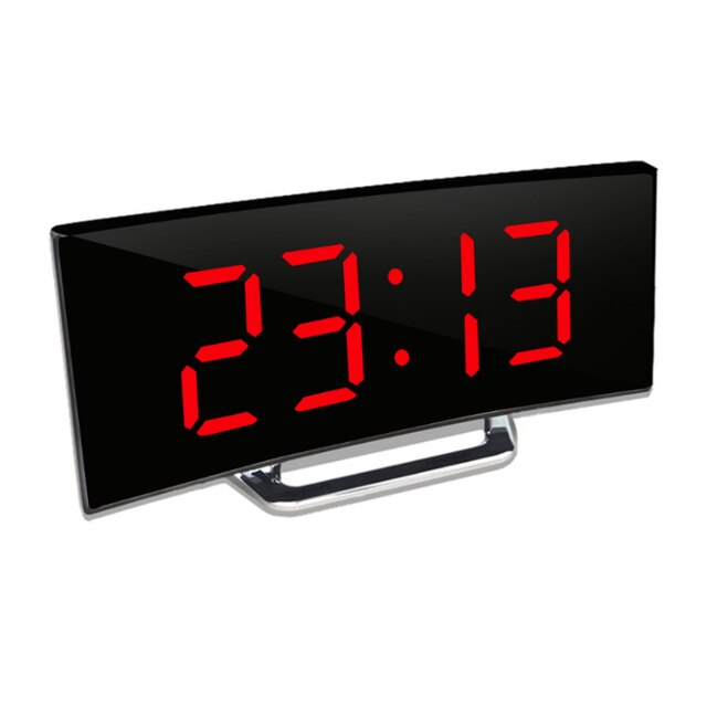Digital Alarm Clock LED Curved Mirror Display with Gradual Volume Increase 4