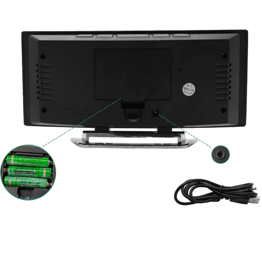 Digital Alarm Clock LED Curved Mirror Display with Gradual Volume Increase 6