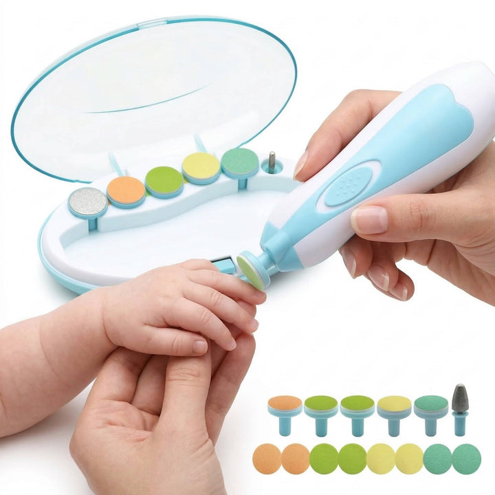 21 Piece Electric Baby Nail Trimmer File Kit LED Dual Speed 1