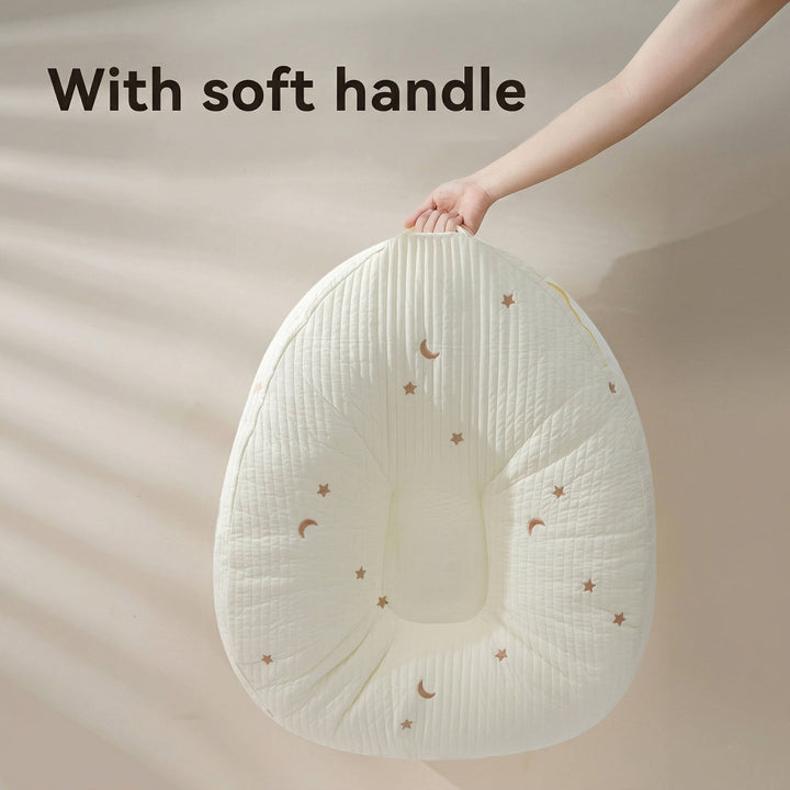Baby Lounger Pillow Cotton | Contoured Support with Side Pocket and Carry Handles | Non Slip Breathable Nest for Naps 5