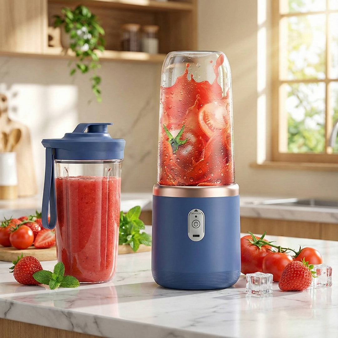 Portable Blender USB Rechargeable | 21,000 RPM Six-Blade Stainless Steel Motor | 1500mAh Battery, Two Cups &amp; Sport Lid Included 1