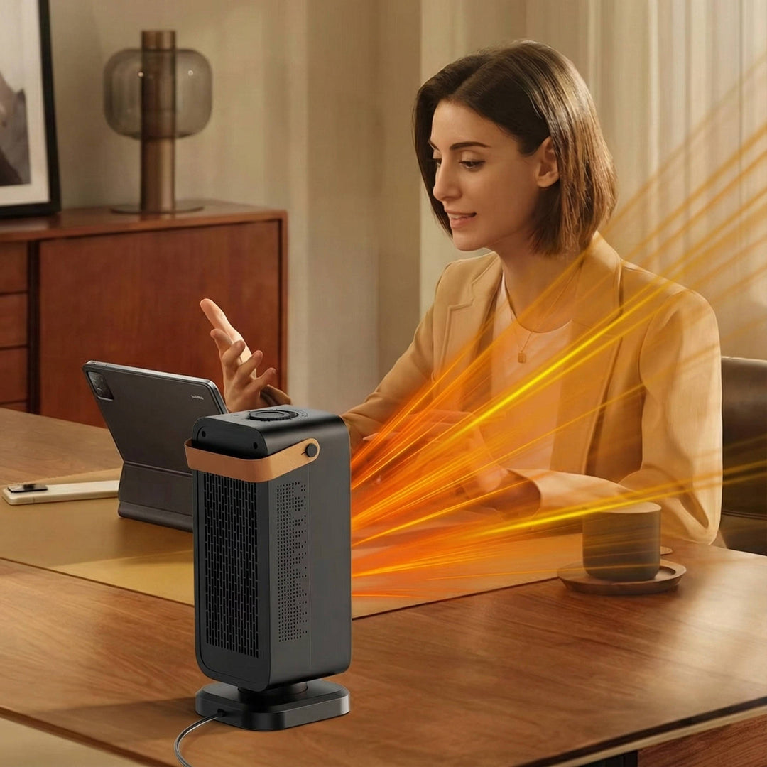 Portable Ceramic Desktop Heater | 1200W PTC Element with 3 Heat Settings | Tip-Over Auto Shutoff &amp; Overheat Protection 1