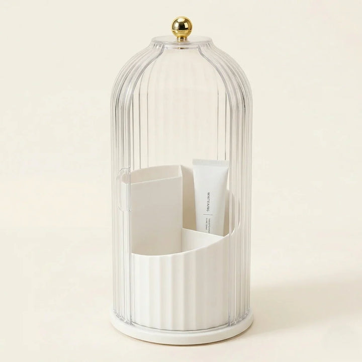 Covered Toothbrush Holder Vanity Organiser | 360-Degree Rotating Tray &amp; Sealed Dust-Proof Dome | Holds 7 Bathroom Accessories 10