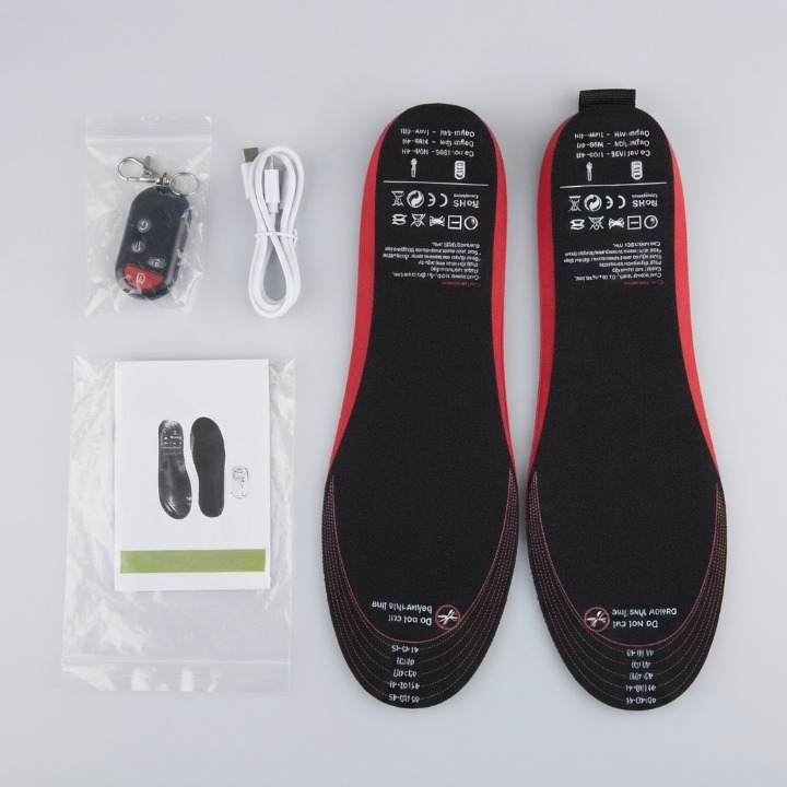 Rechargeable Heated Insoles Remote Control Carbon Fibre with 9-Hour Warmth 9
