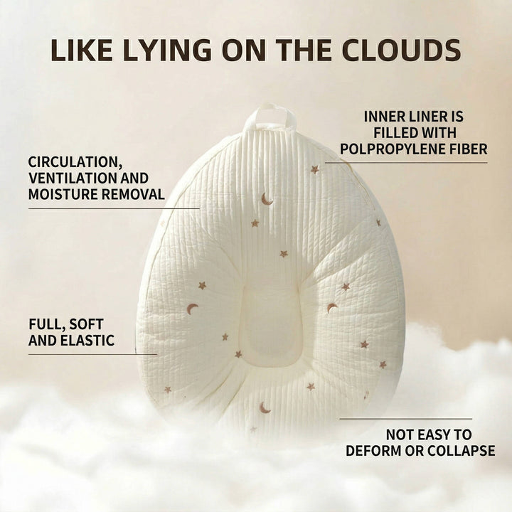 Baby Lounger Pillow Cotton | Contoured Support with Side Pocket and Carry Handles | Non Slip Breathable Nest for Naps 3