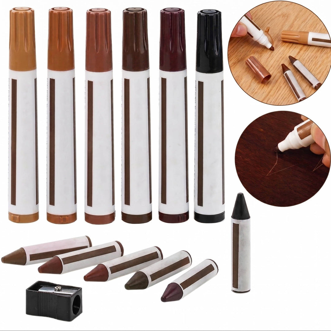 Furniture Repair Kit 13 Piece | Wood Touch Up Markers and Wax Sticks with Sharpener | Fixes Scratches on Floors, Tables, Cabinets 1