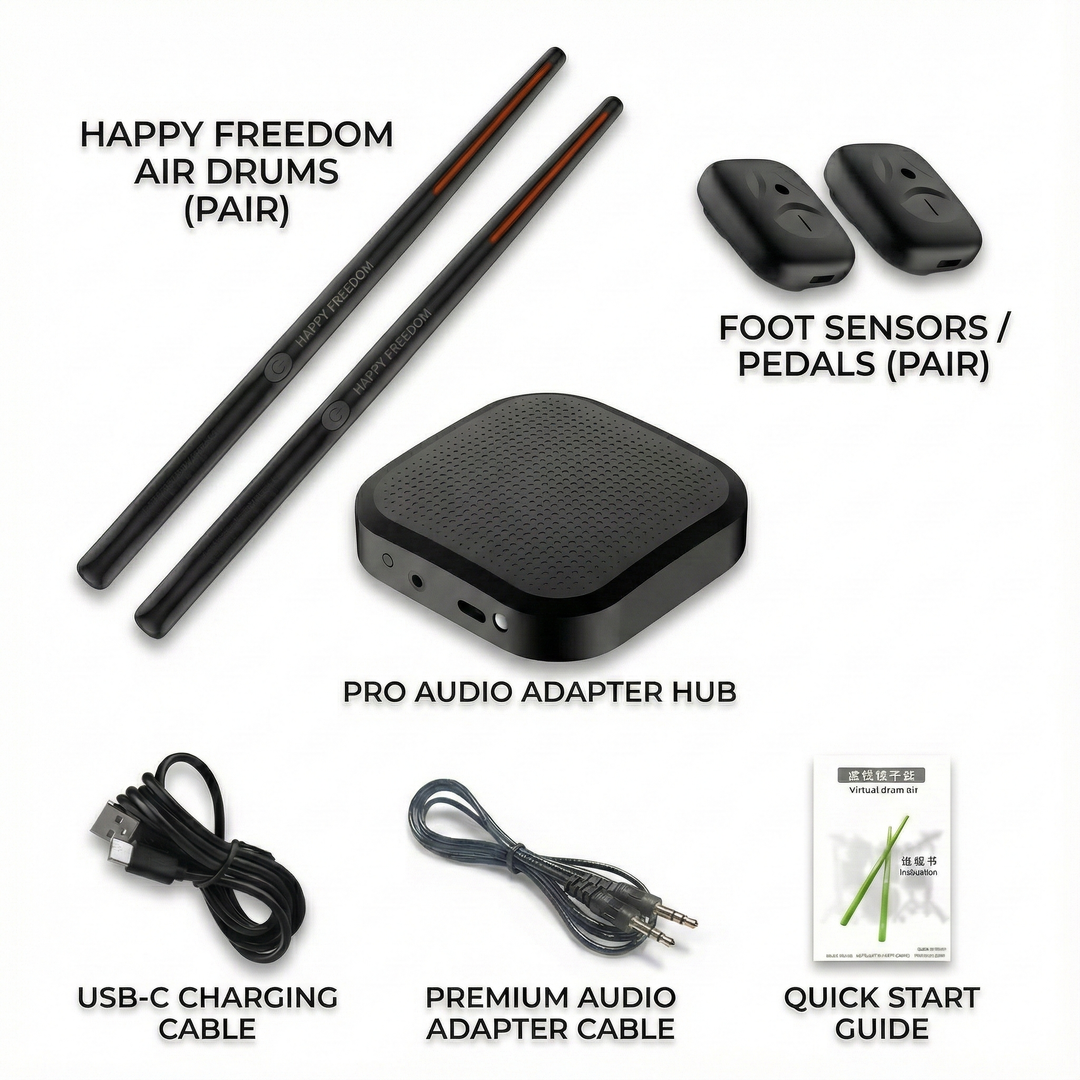 Air Drum Kit | Motion-Sensing Sticks and Foot Pedals | Rechargeable Battery, Silent Headphone Practice, Three Colours 4