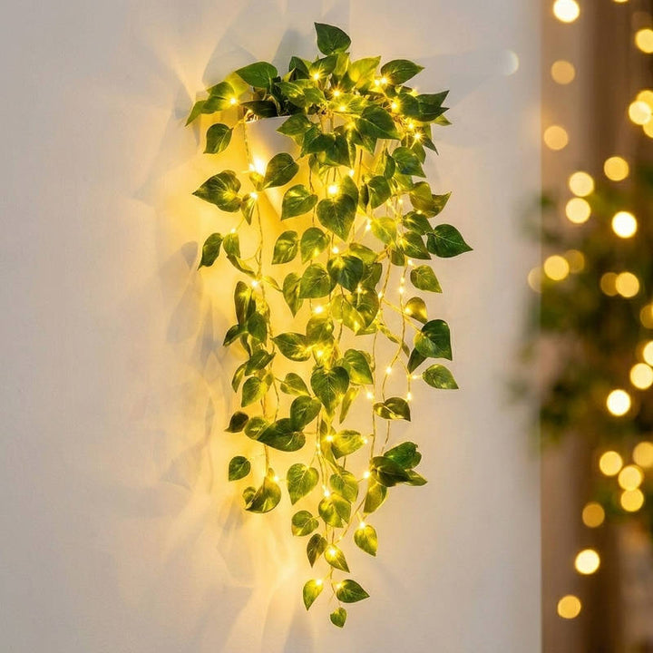 Artificial Hanging Vines with LED Lights | Flexible Copper Wire Stems, Silk Leaves | Zero Maintenance Indoor Outdoor Decor 7