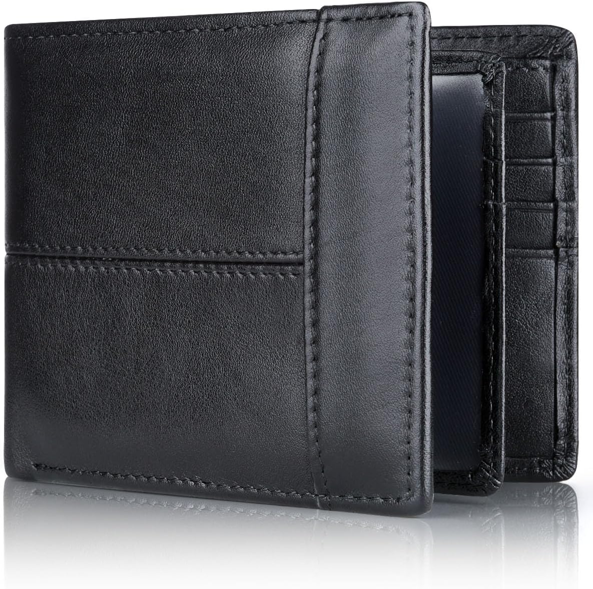 Genuine Leather Bifold Wallet for Men with RFID-Blocking Protection | Slim Design with 16 Card Slots for Everyday Use 0