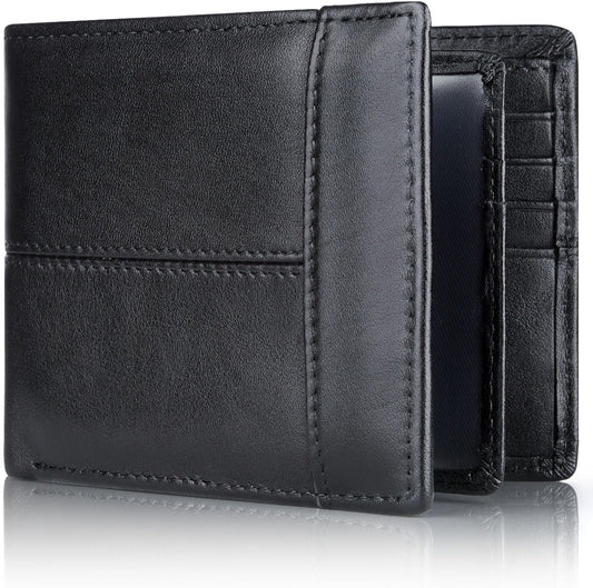 Genuine Leather Bifold Wallet for Men with RFID-Blocking Protection | Slim Design with 16 Card Slots for Everyday Use 0