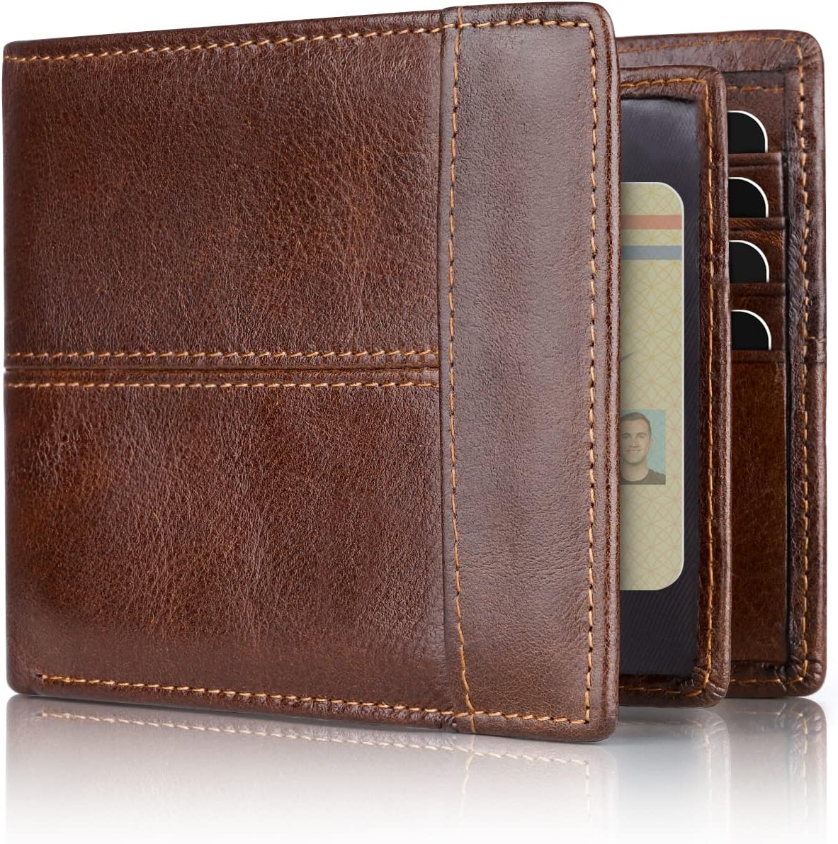 Genuine Leather Bifold Wallet for Men with RFID-Blocking Protection | Slim Design with 16 Card Slots for Everyday Use 1
