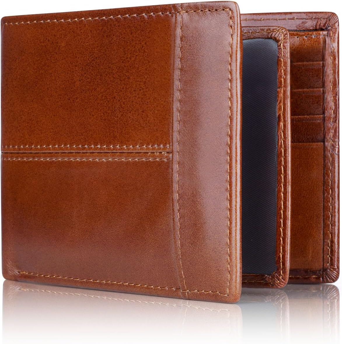 Genuine Leather Bifold Wallet for Men with RFID-Blocking Protection | Slim Design with 16 Card Slots for Everyday Use 2