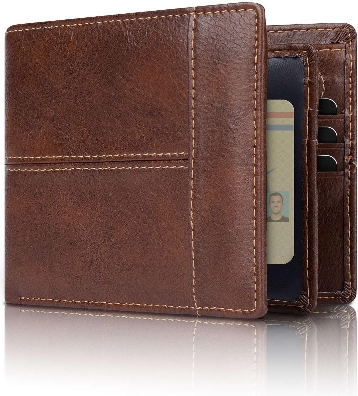 Genuine Leather Bifold Wallet for Men with RFID-Blocking Protection | Slim Design with 16 Card Slots for Everyday Use 4