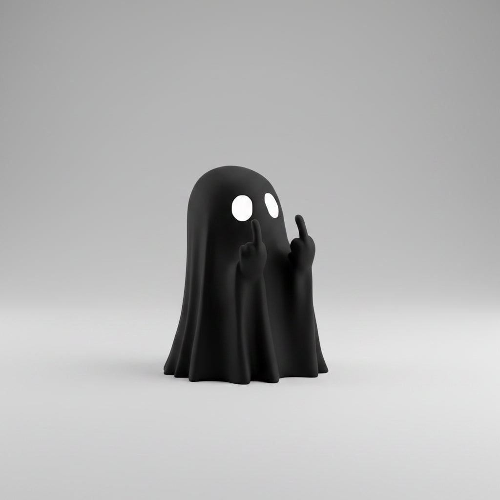 Ghost Figurine Halloween Decor | Humorous Gesture Design | Matte Resin Tabletop Decoration