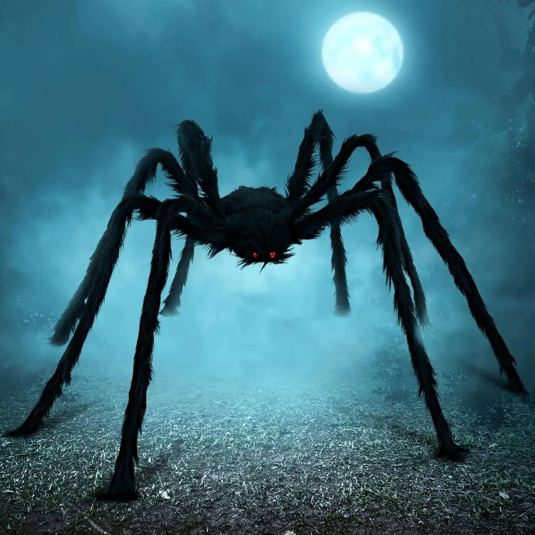 Giant Spider Decoration Halloween | Poseable Bendable Legs | Shaggy Faux Fur Weather-Resistant Outdoor Indoor Decor