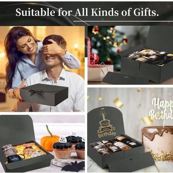Gift Box with Lid and Ribbon | Foldable Cardboard Design | Reusable Packaging for Weddings and Celebrations Events