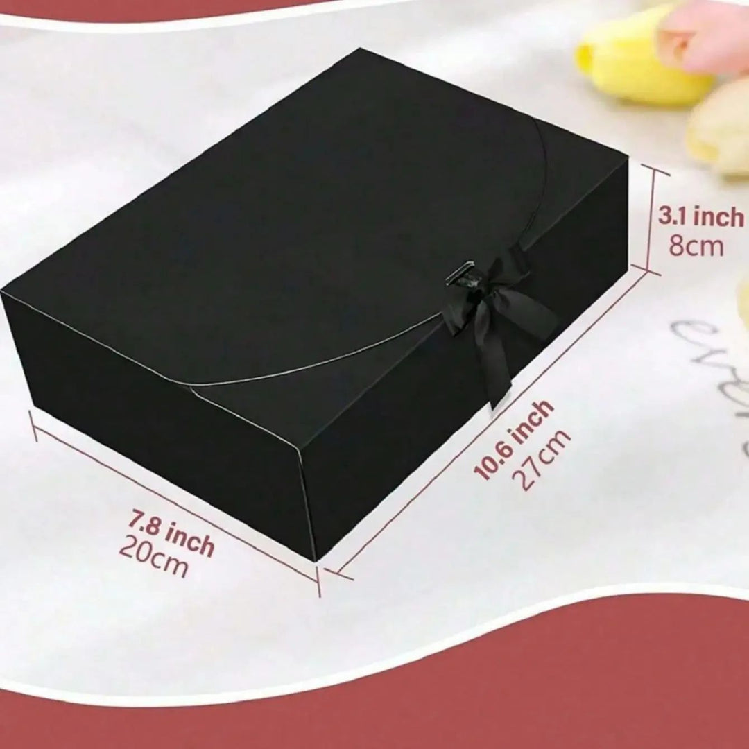 Gift Box with Lid and Ribbon | Foldable Cardboard Design | Reusable Packaging for Weddings and Celebrations Events