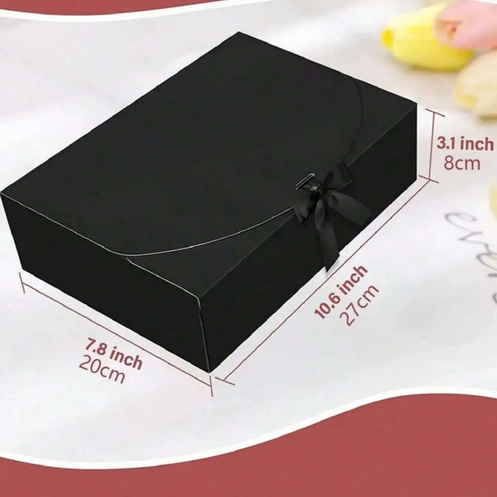 Gift Box with Lid and Ribbon | Foldable Cardboard Design | Reusable Packaging for Weddings and Celebrations Events