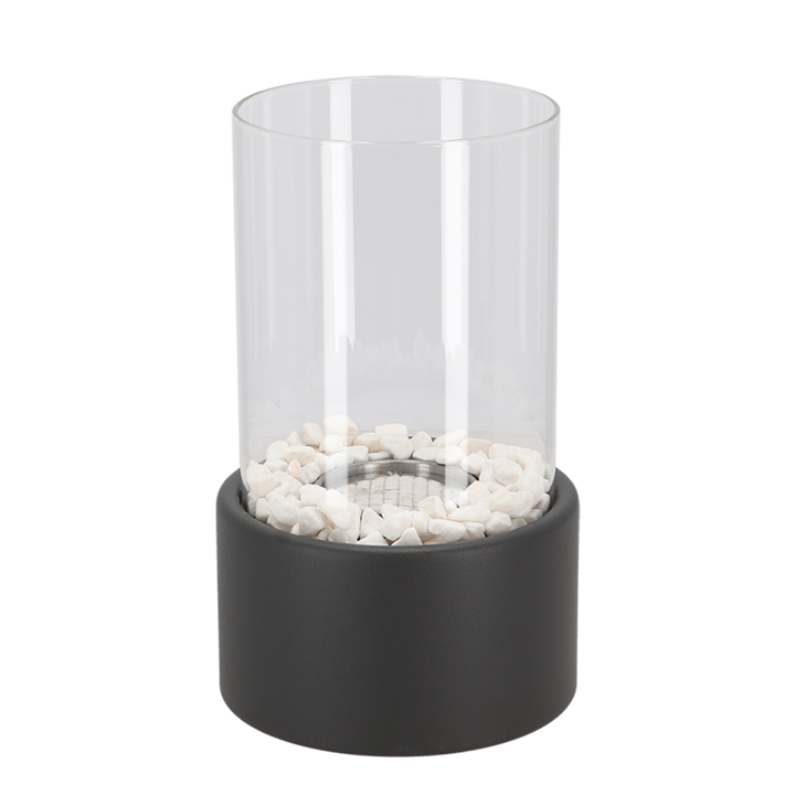 Glass Oil Lamp Refillable Cylinder | Black or White, Medium or Large | Real Flame Ambience, Fuel Not Included, Ships Fast