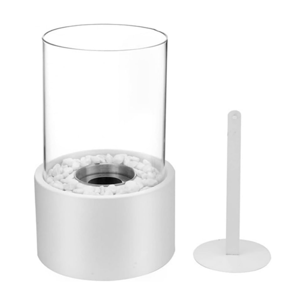 Glass Oil Lamp Refillable Cylinder | Black or White, Medium or Large | Real Flame Ambience, Fuel Not Included, Ships Fast