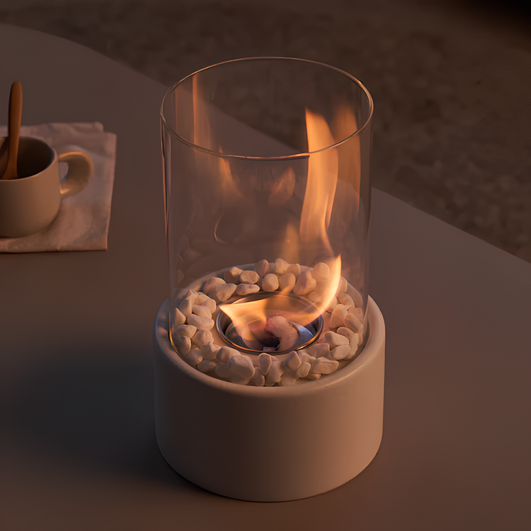 Glass Oil Lamp Refillable Cylinder | Black or White, Medium or Large | Real Flame Ambience, Fuel Not Included, Ships Fast