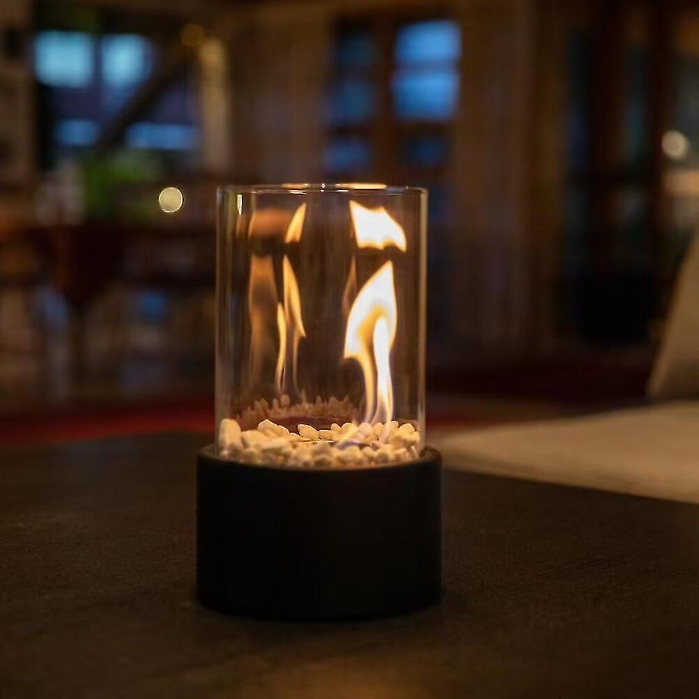 Glass Oil Lamp Refillable Cylinder | Black or White, Medium or Large | Real Flame Ambience, Fuel Not Included, Ships Fast
