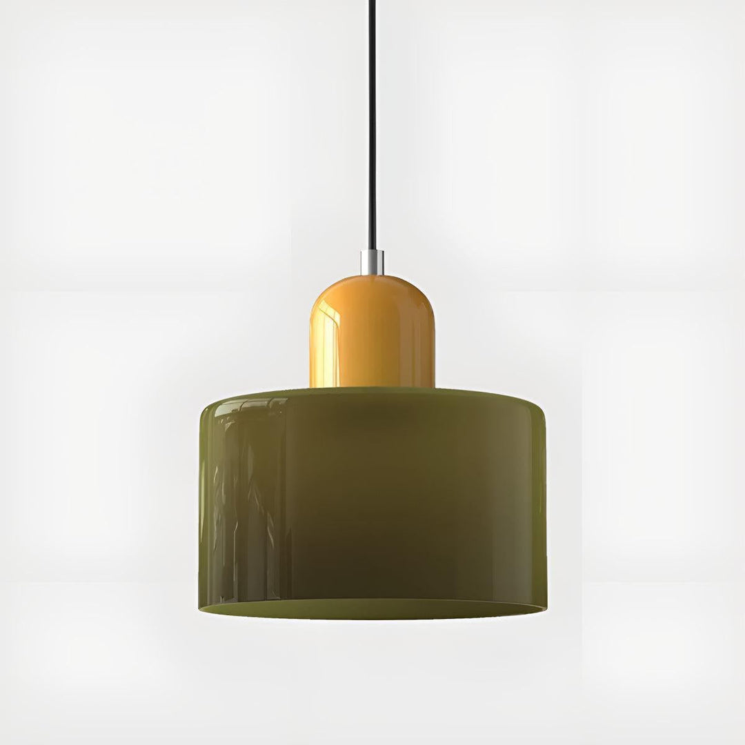 Glass Pendant Light Fixture, 15 cm Diameter | Bauhaus Geometric Design, 6 Shade Colours | Plug-In or Hardwired, 150 cm Drop
