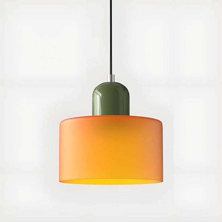 Glass Pendant Light Fixture, 15 cm Diameter | Bauhaus Geometric Design, 6 Shade Colours | Plug-In or Hardwired, 150 cm Drop