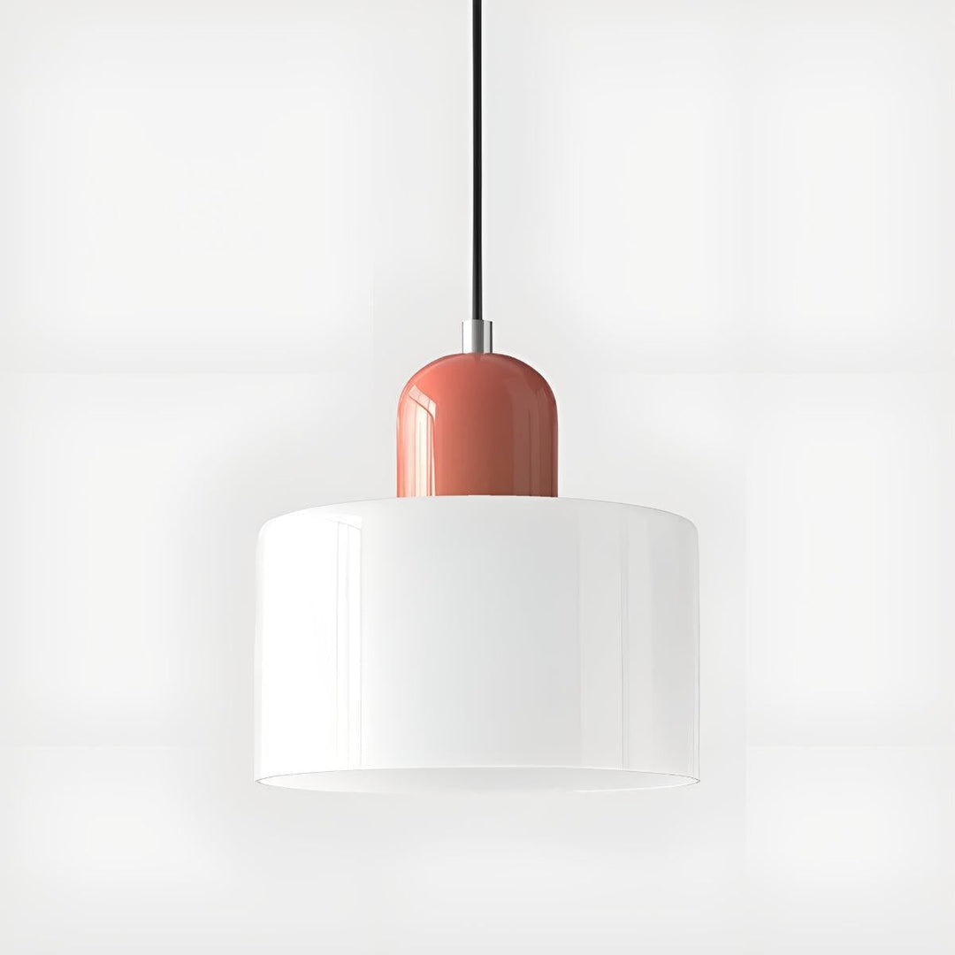 Glass Pendant Light Fixture, 15 cm Diameter | Bauhaus Geometric Design, 6 Shade Colours | Plug-In or Hardwired, 150 cm Drop