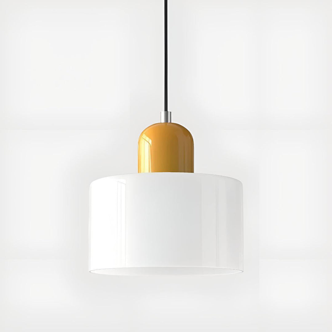 Glass Pendant Light Fixture, 15 cm Diameter | Bauhaus Geometric Design, 6 Shade Colours | Plug-In or Hardwired, 150 cm Drop