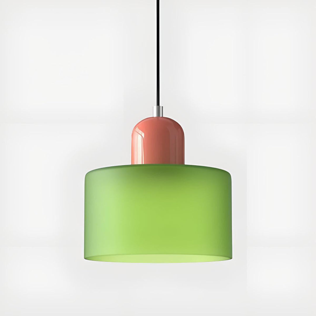 Glass Pendant Light Fixture, 15 cm Diameter | Bauhaus Geometric Design, 6 Shade Colours | Plug-In or Hardwired, 150 cm Drop