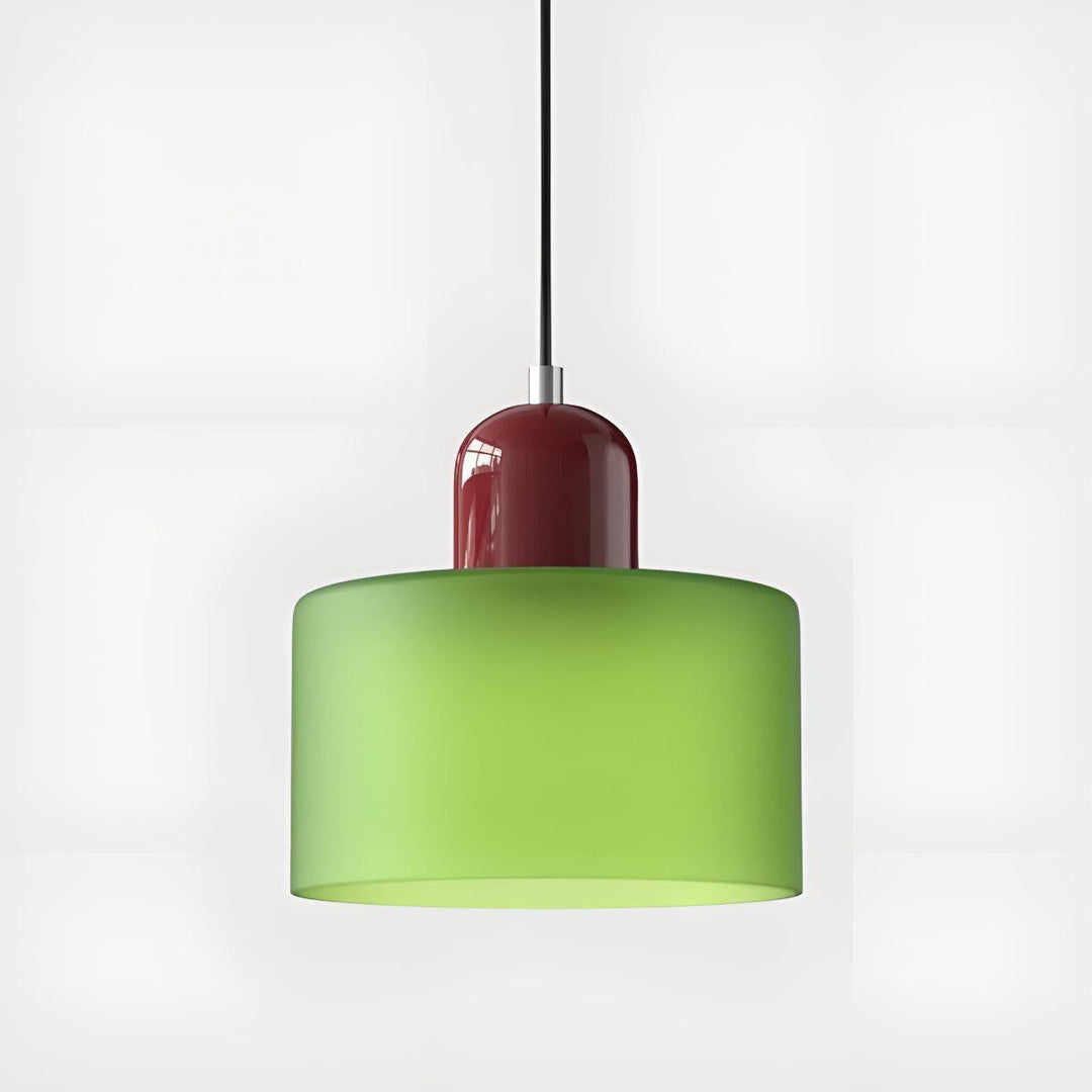 Glass Pendant Light Fixture, 15 cm Diameter | Bauhaus Geometric Design, 6 Shade Colours | Plug-In or Hardwired, 150 cm Drop