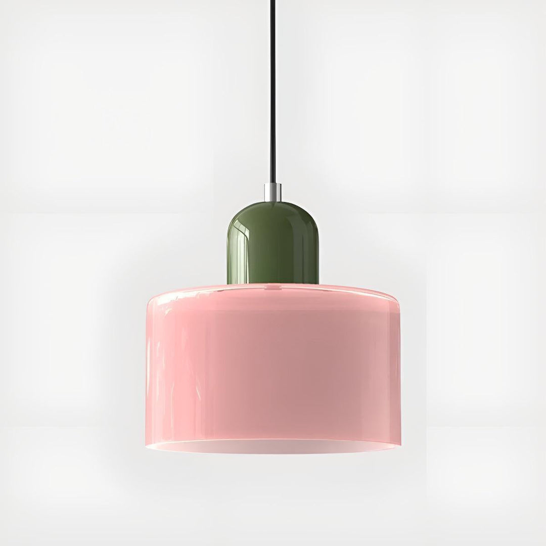 Glass Pendant Light Fixture, 15 cm Diameter | Bauhaus Geometric Design, 6 Shade Colours | Plug-In or Hardwired, 150 cm Drop