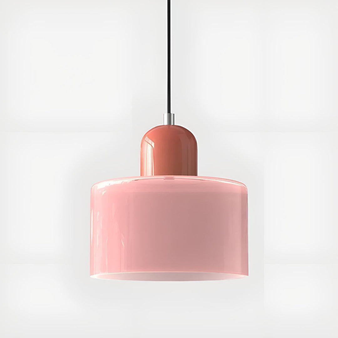 Glass Pendant Light Fixture, 15 cm Diameter | Bauhaus Geometric Design, 6 Shade Colours | Plug-In or Hardwired, 150 cm Drop