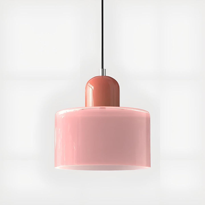 Glass Pendant Light Fixture, 15 cm Diameter | Bauhaus Geometric Design, 6 Shade Colours | Plug-In or Hardwired, 150 cm Drop