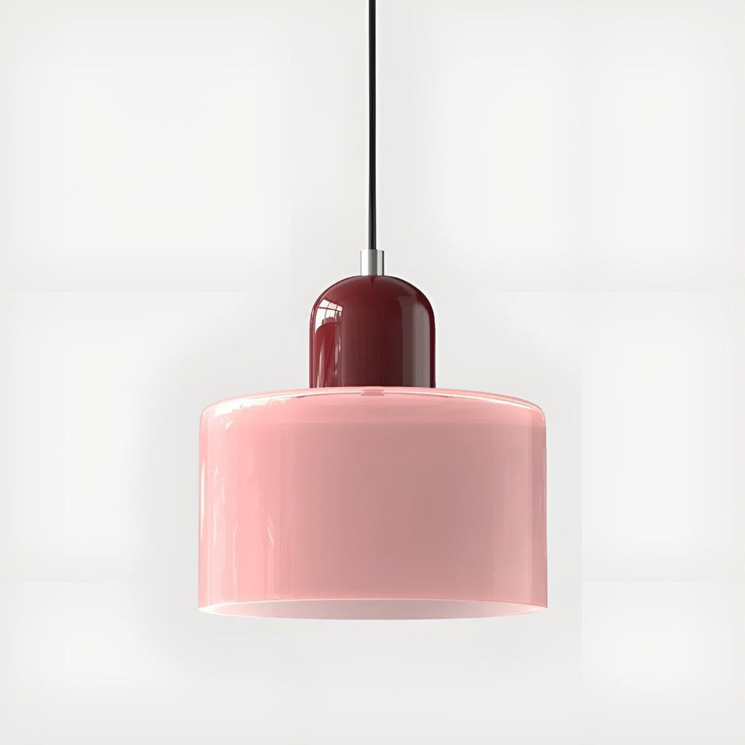 Glass Pendant Light Fixture, 15 cm Diameter | Bauhaus Geometric Design, 6 Shade Colours | Plug-In or Hardwired, 150 cm Drop