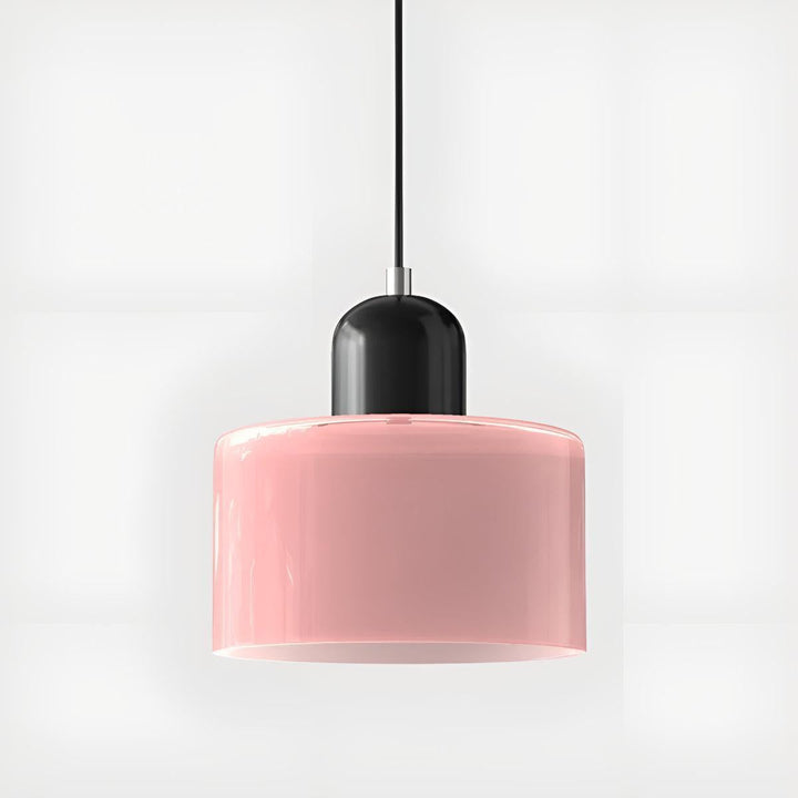 Glass Pendant Light Fixture, 15 cm Diameter | Bauhaus Geometric Design, 6 Shade Colours | Plug-In or Hardwired, 150 cm Drop